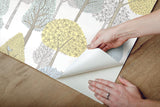 Wallpaper Treetops Peel & Stick Wallpaper // Aqua & Yellow 