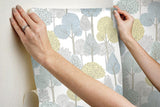 Wallpaper Treetops Peel & Stick Wallpaper // Aqua & Yellow 