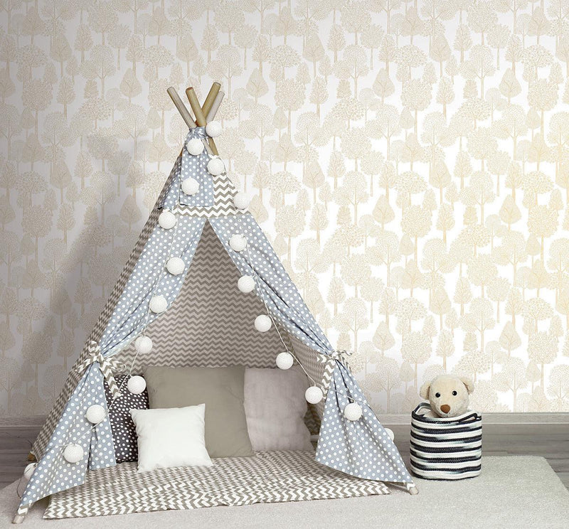 Wallpaper Treetops Peel & Stick Wallpaper // Gold Metallic 