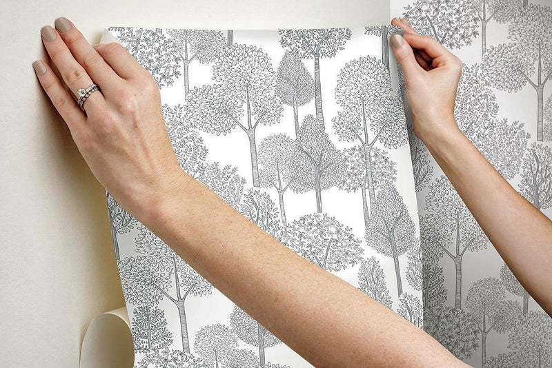 Wallpaper Treetops Peel & Stick Wallpaper // Grey 