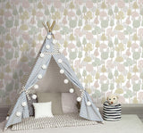 Wallpaper Treetops Peel & Stick Wallpaper // Pink & Mint 