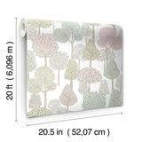 Wallpaper Treetops Peel & Stick Wallpaper // Pink & Mint 