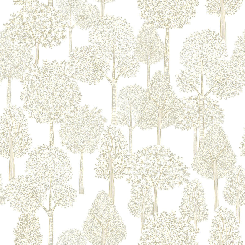 Wallpaper Treetops Peel & Stick Wallpaper Sample // Gold Metallic 8 x 10 