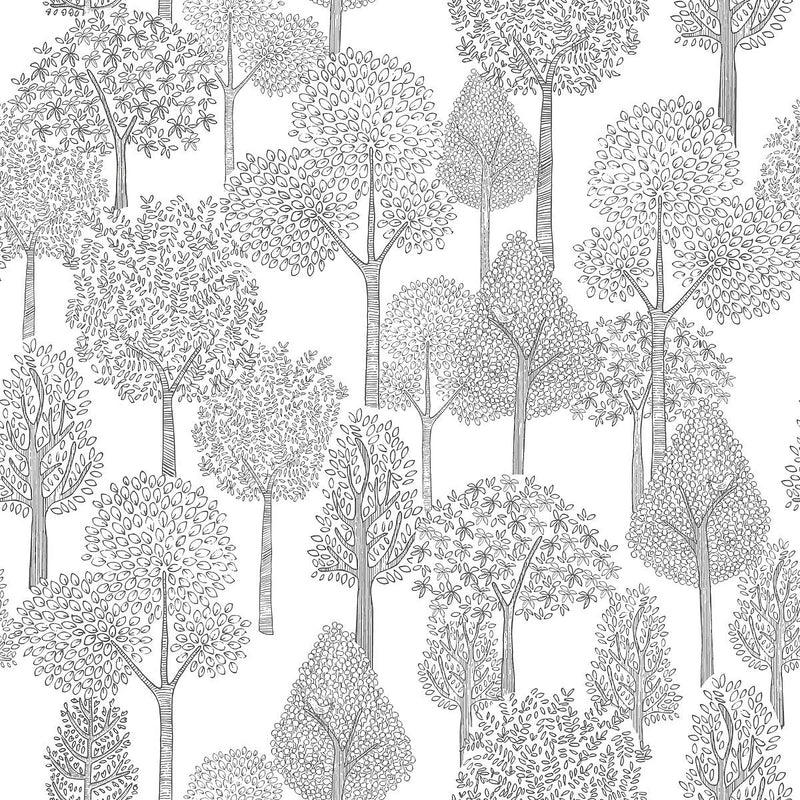 Wallpaper Treetops Peel & Stick Wallpaper Sample // Grey 8 x 10 