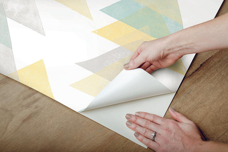 Wallpaper Triangles Peel & Stick Wallpaper // Aqua & Yellow 