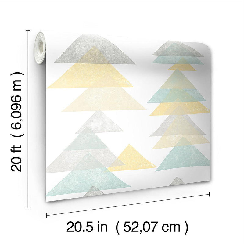 Wallpaper Triangles Peel & Stick Wallpaper // Aqua & Yellow 