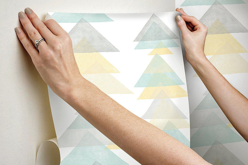 Wallpaper Triangles Peel & Stick Wallpaper // Aqua & Yellow 
