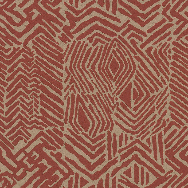 Wallpaper Tribal Print Wallpaper Sample // Red & Tan 8 x 10 