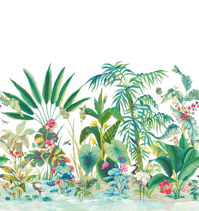 Wallpaper Tropical Panoramic Wall Mural Sample // White 8 x 10 