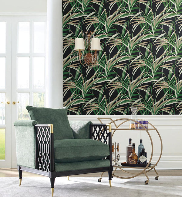 Wallpaper Tropical Paradise Wallpaper // Green & Black 