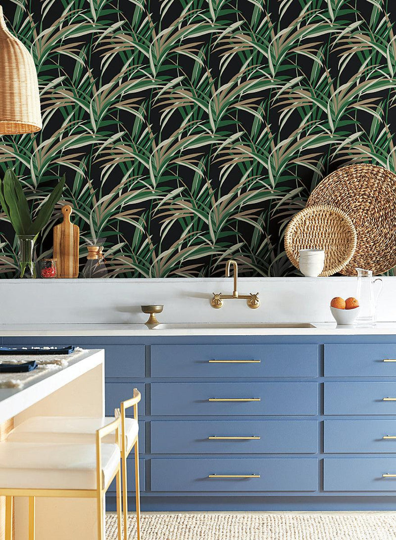 Wallpaper Tropical Paradise Wallpaper // Green & Black 