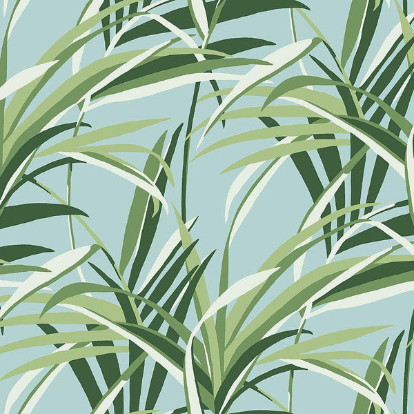 Wallpaper Tropical Paradise Wallpaper // Green & Light Blue 