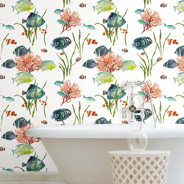 Wallpaper Tropical Reef Peel & Stick Wallpaper // Multicolor 