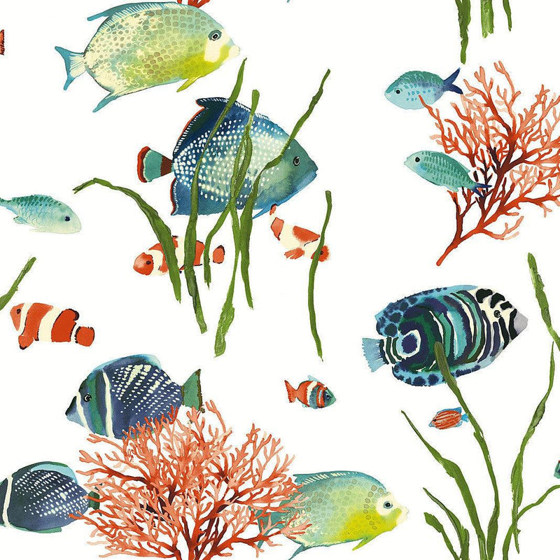 Wallpaper Tropical Reef Peel & Stick Wallpaper Sample // Multicolor 8 x 10 