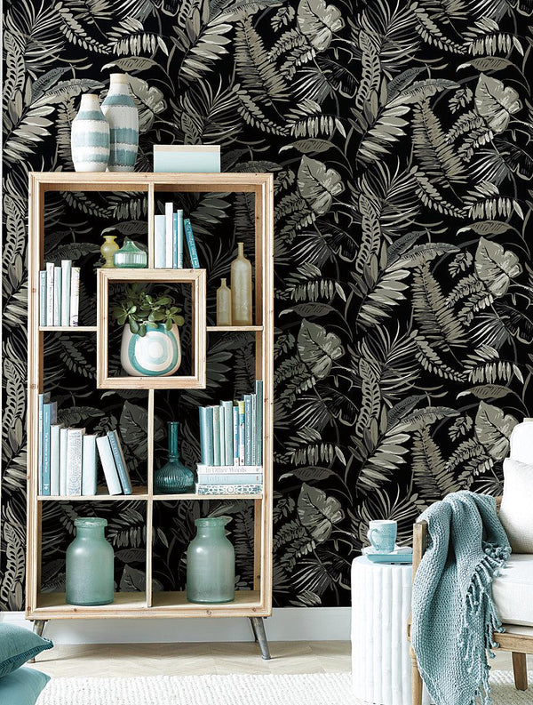 Wallpaper Tropical Toss Wallpaper // Black 