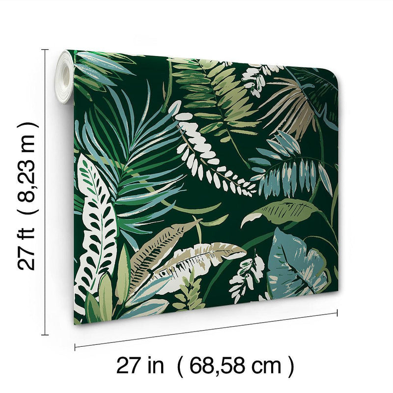 Wallpaper Tropical Toss Wallpaper // Dark Green 