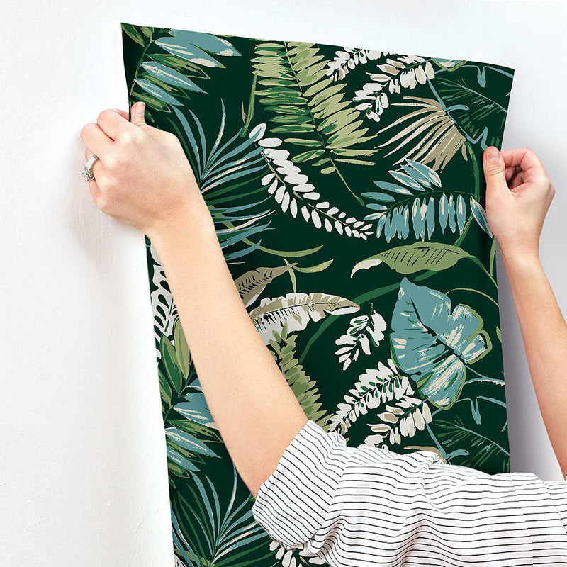 Wallpaper Tropical Toss Wallpaper // Dark Green 