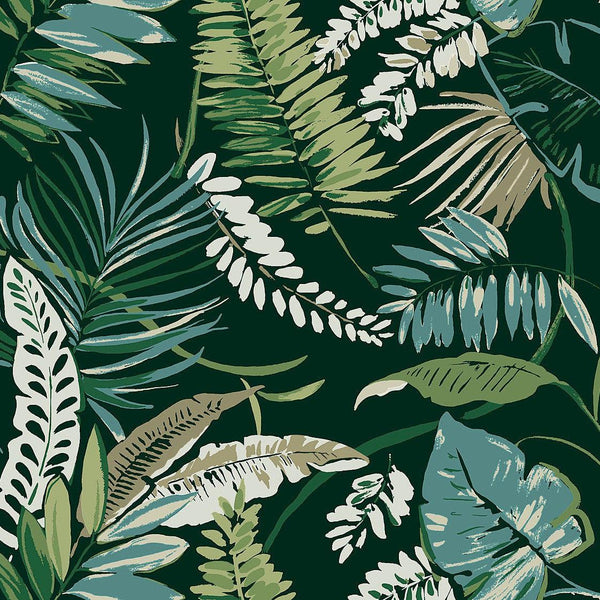 Wallpaper Tropical Toss Wallpaper // Dark Green 