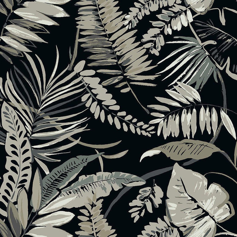 Wallpaper Tropical Toss Wallpaper Sample // Black 8 x 10 