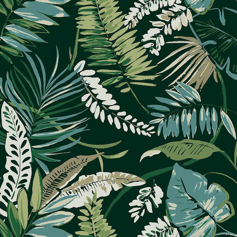 Wallpaper Tropical Toss Wallpaper Sample // Dark Green 8 x 10 