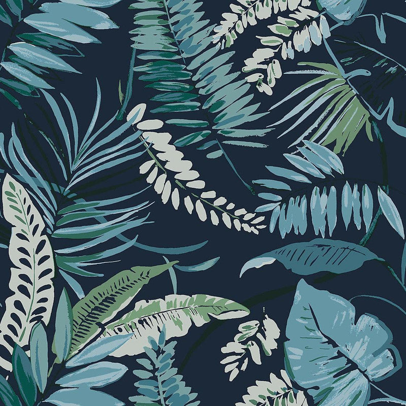 Wallpaper Tropical Toss Wallpaper Sample // Navy 8 x 10 