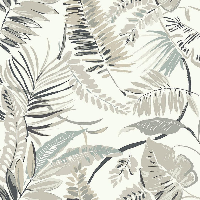 Wallpaper Tropical Toss Wallpaper Sample // White 8 x 10 