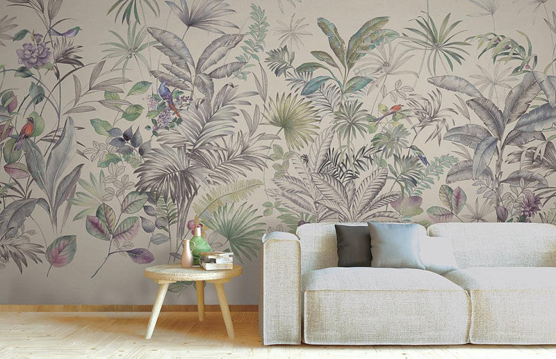 Wallpaper Tropical Wall Mural Sample // Black 8 x 10 
