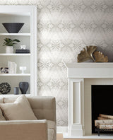 Wallpaper Tudor Diamond Damask Wallpaper // Grey 