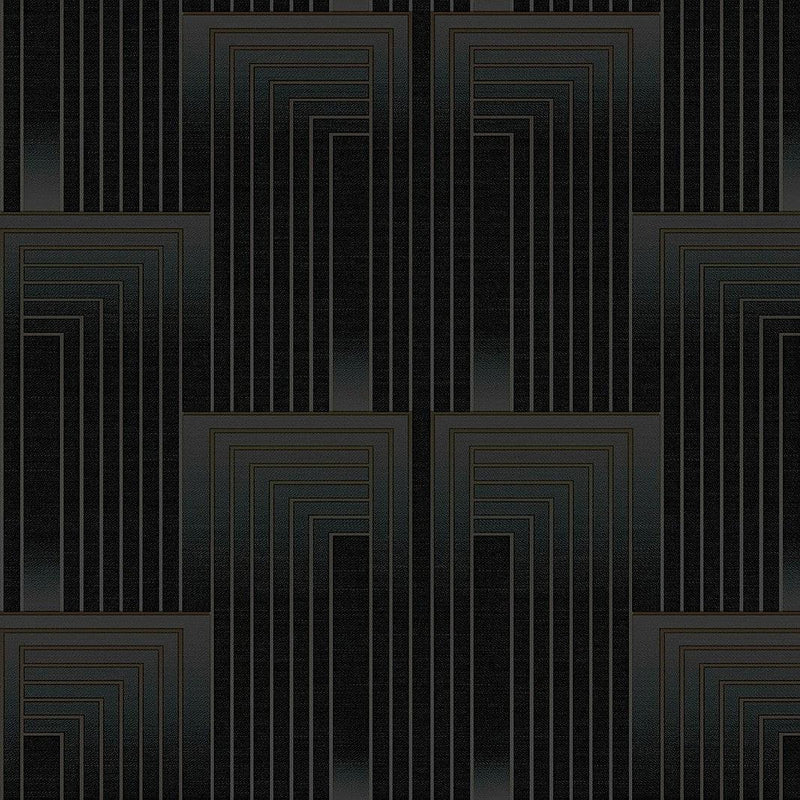 Wallpaper Vanishing Wallpaper Sample // Black & Copper 8 x 10 