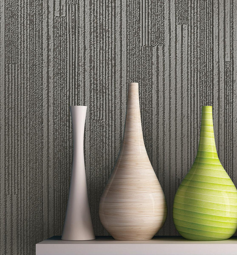 Wallpaper Vertical Plumb Wallpaper // Charcoal Metallic 