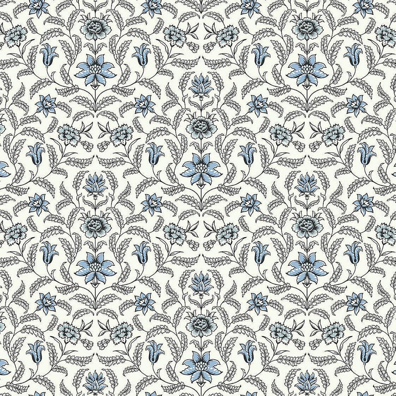 Wallpaper Vintage Blooms Wallpaper Sample // Blue 8 x 10 
