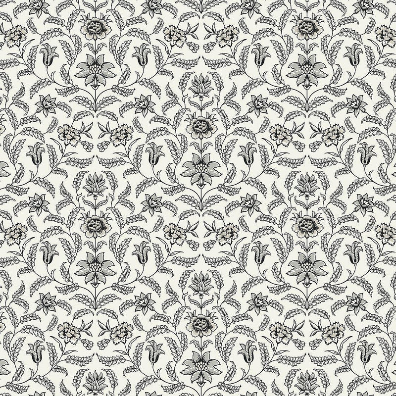 Wallpaper Vintage Blooms Wallpaper Sample // Grey 8 x 10 
