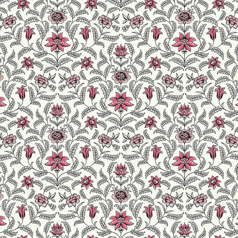 Wallpaper Vintage Blooms Wallpaper Sample // Red 8 x 10 