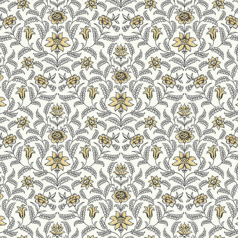 Wallpaper Vintage Blooms Wallpaper Sample // Yellow 8 x 10 