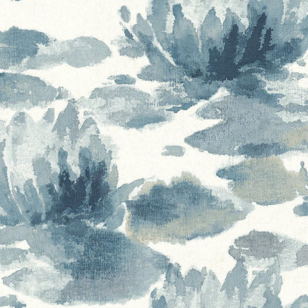 Wallpaper Water Lily Wallpaper // Dark Blue 