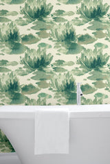 Wallpaper Water Lily Wallpaper // Green 