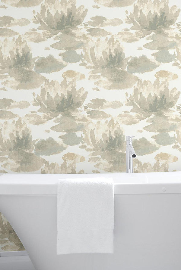 Wallpaper Water Lily Wallpaper // Grey 