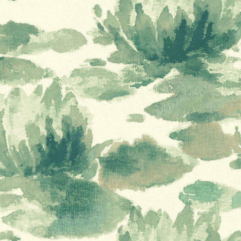 Wallpaper Water Lily Wallpaper Sample // Green 8 x 10 