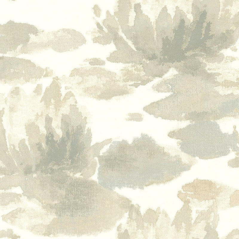 Wallpaper Water Lily Wallpaper Sample // Grey 8 x 10 