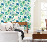 Wallpaper Watercolor Bouquet Wallpaper // Blue & Green 