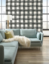 Wallpaper Watercolor Check Wallpaper // Black & White 