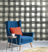 Wallpaper Watercolor Check Wallpaper // Black & White 