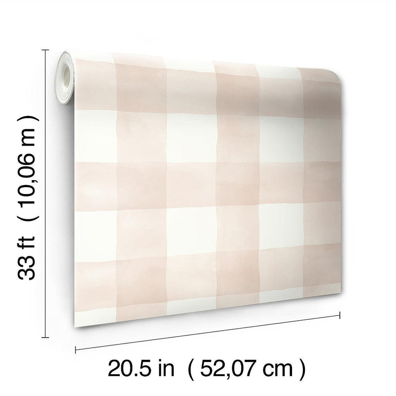 Wallpaper Watercolor Check Wallpaper // Pink & White 