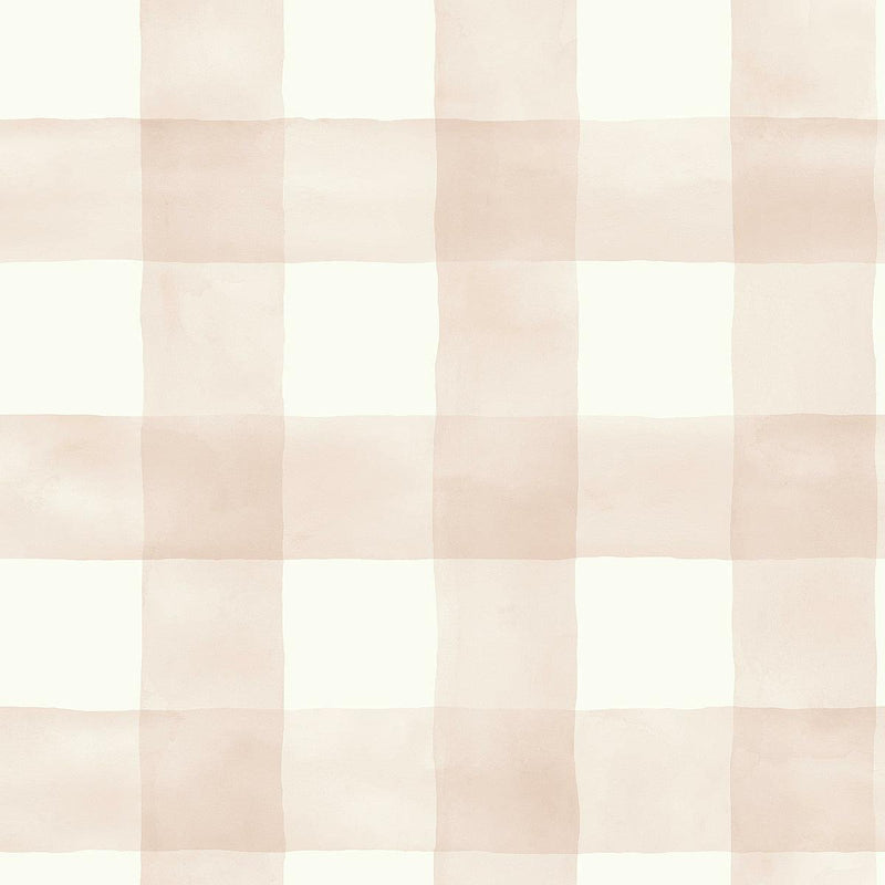 Wallpaper Watercolor Check Wallpaper Sample // Pink & White 8 x 10 