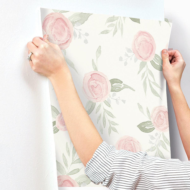 Wallpaper Watercolor Roses Wallpaper // Coral 