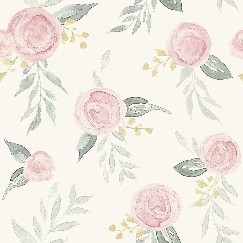 Wallpaper Watercolor Roses Wallpaper Sample // Pink 8 x 10 