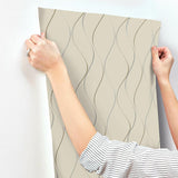 Wallpaper Wavy Stripe Wallpaper // Beige Metallic 