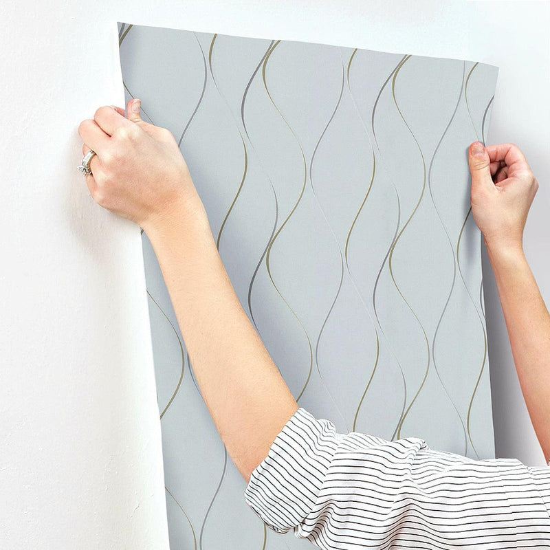 Wallpaper Wavy Stripe Wallpaper // Light Blue 