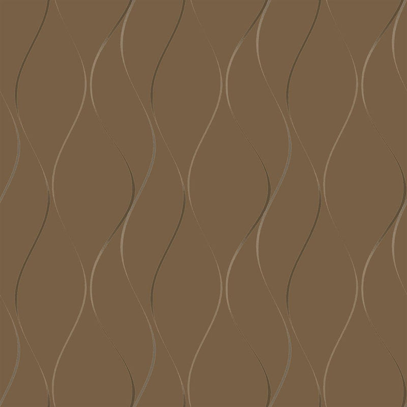 Wallpaper Wavy Stripe Wallpaper Sample // Tan Metallic 8 x 10 