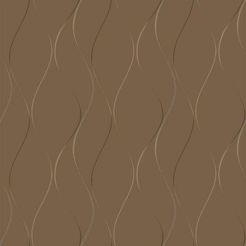 Wallpaper Wavy Stripe Wallpaper // Tan Metallic 